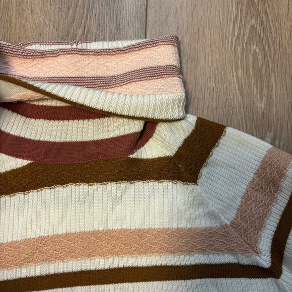 Free People Striped Turtleneck Sweater - White, Pink, Brown - Picture 4 of 7